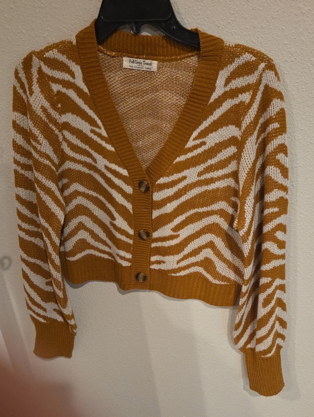 F&F Circle Threads Mustard Zebra-Print V-Neck Cardigan